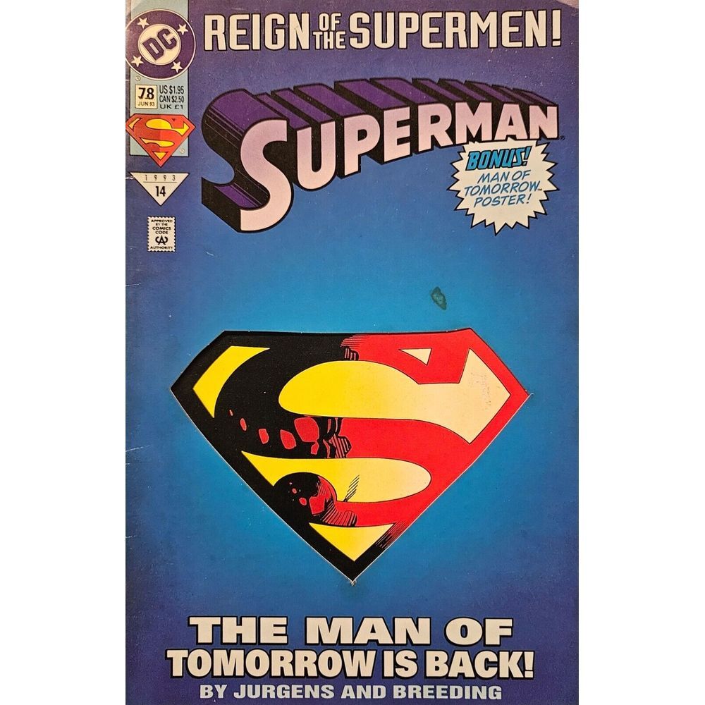 DC SUPERMAN REIGN OF THE SUPERMEN 1993 #14 THE MAN OF TOMORROW #78 JUNE 93